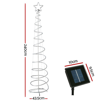 Jingle Jollys 2.4M LED Christmas Tree Solar Motif Lights 8 Modes Multi-Colour Tristar Online