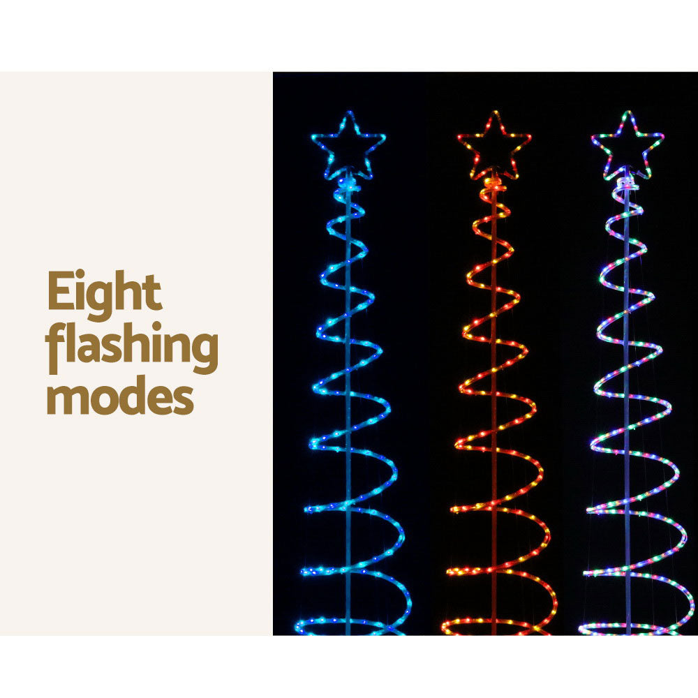 Jingle Jollys 2.4M LED Christmas Tree Solar Motif Lights 8 Modes Multi-Colour Tristar Online