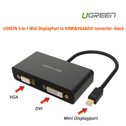 UGREEN 3-in-1 Mini DisplayPort to HDMI&VGA&DVI converter - black (10440) Tristar Online