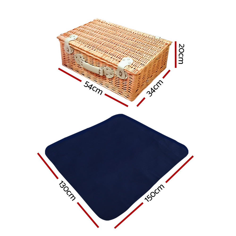 Alfresco 4 Person Picnic Basket Wicker Set Baskets Outdoor Insulated Blanket Navy Tristar Online
