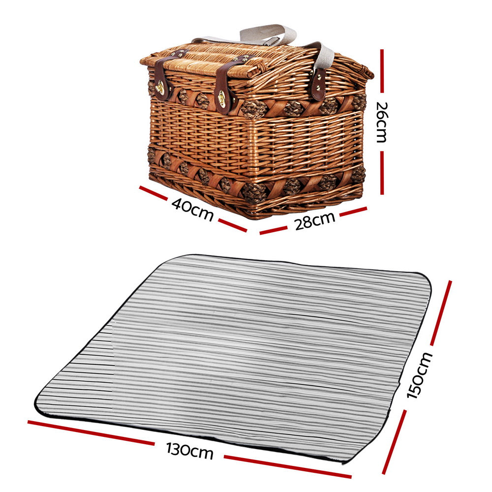Alfresco 4 Person Picnic Basket Baskets Wicker Deluxe Outdoor Insulated Blanket Tristar Online