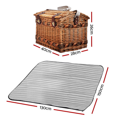 Alfresco 4 Person Picnic Basket Baskets Wicker Deluxe Outdoor Insulated Blanket Tristar Online