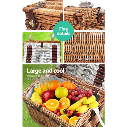 Alfresco 4 Person Picnic Basket Baskets Wicker Deluxe Outdoor Insulated Blanket Tristar Online