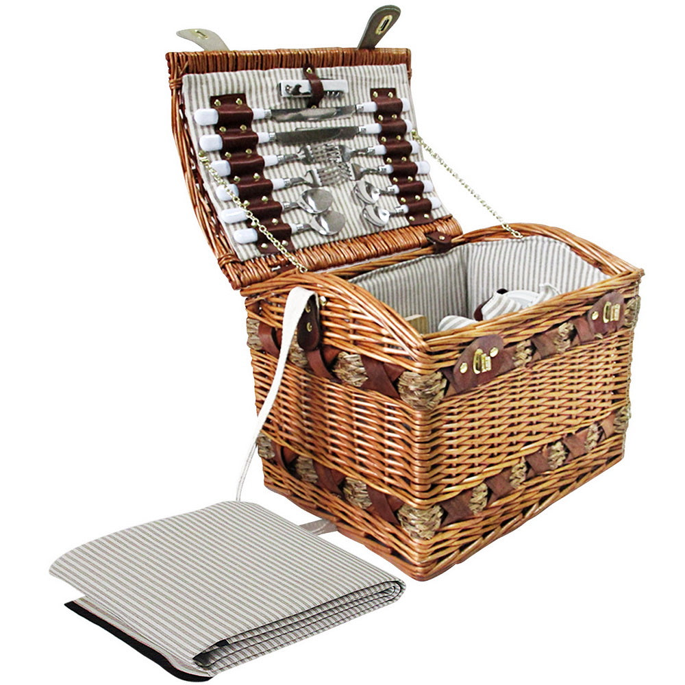 Alfresco 4 Person Picnic Basket Baskets Wicker Deluxe Outdoor Insulated Blanket Tristar Online