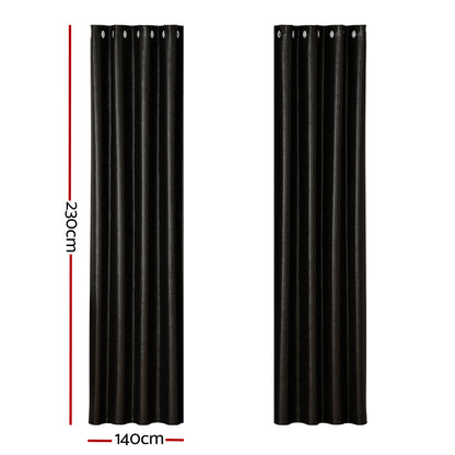 Artiss 2X Blockout Curtains Blackout Window Curtain Eyelet 140x230cm Black Shine Tristar Online