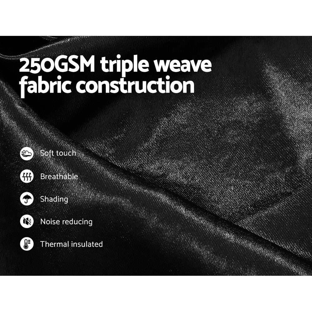 Artiss 2X Blockout Curtains Blackout Window Curtain Eyelet 140x230cm Black Shine Tristar Online