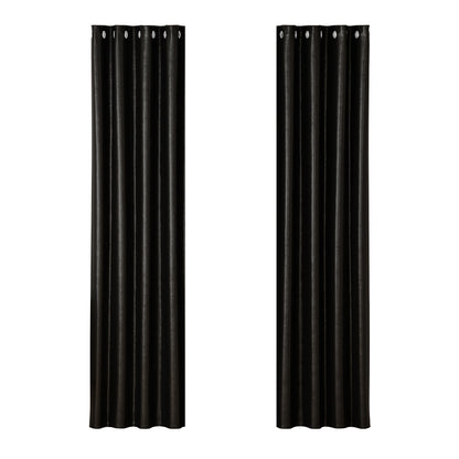 Artiss 2X Blockout Curtains Blackout Window Curtain Eyelet 140x230cm Black Shine Tristar Online