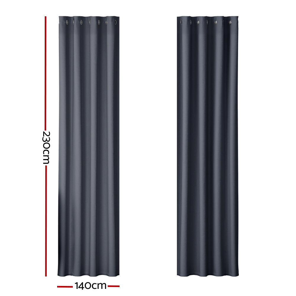 Artiss 2X Blockout Curtains Blackout Window Curtain Eyelet 140x230cm Charcoal Tristar Online