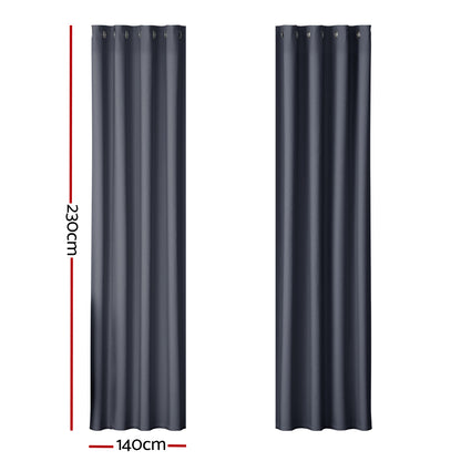 Artiss 2X Blockout Curtains Blackout Window Curtain Eyelet 140x230cm Charcoal Tristar Online