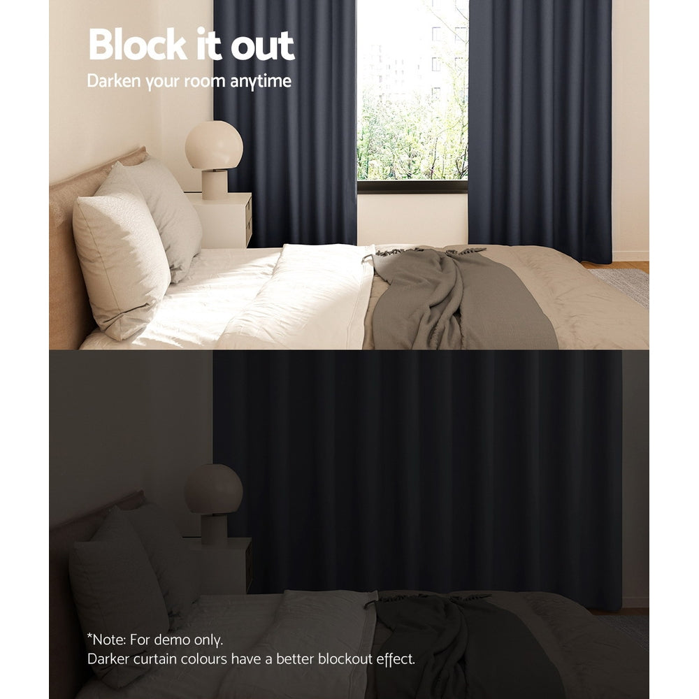 Artiss 2X Blockout Curtains Blackout Window Curtain Eyelet 140x230cm Charcoal Tristar Online