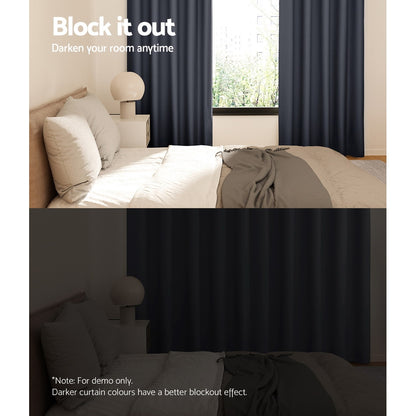 Artiss 2X Blockout Curtains Blackout Window Curtain Eyelet 140x230cm Charcoal Tristar Online