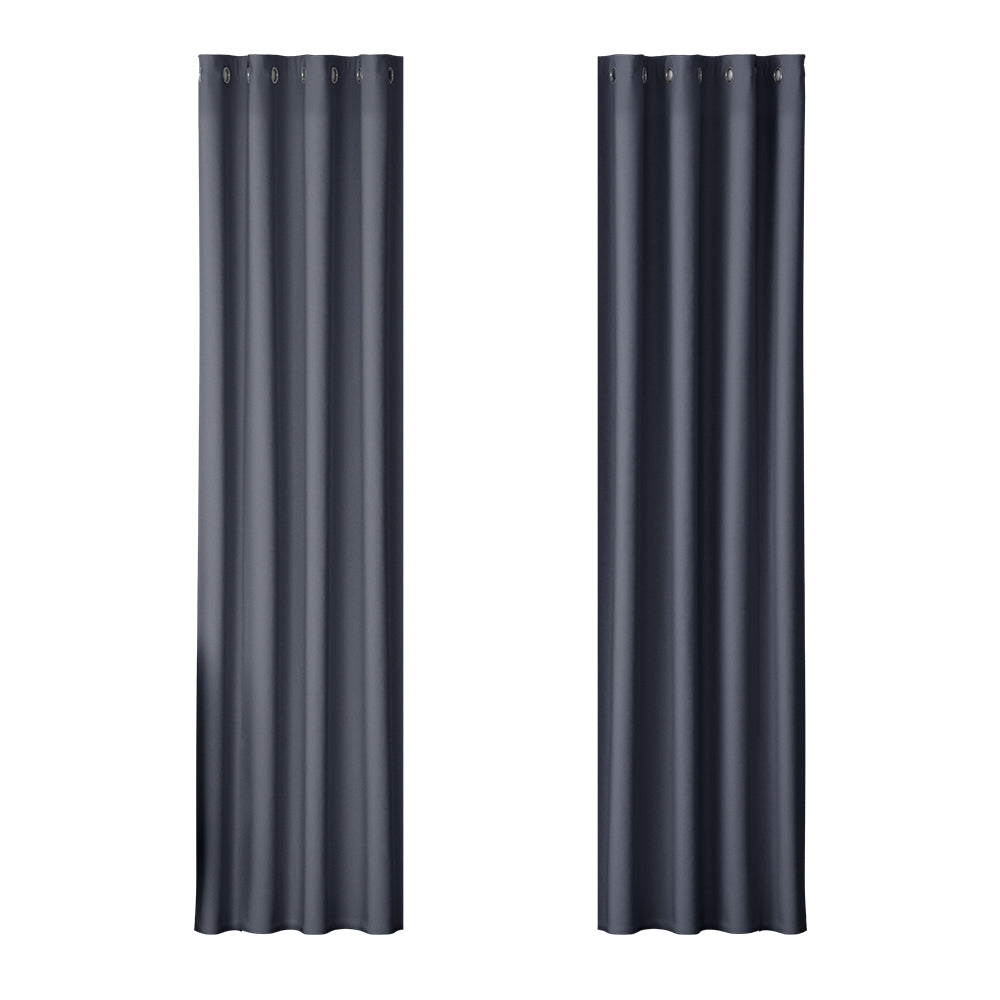 Artiss 2X Blockout Curtains Blackout Window Curtain Eyelet 140x230cm Charcoal Tristar Online