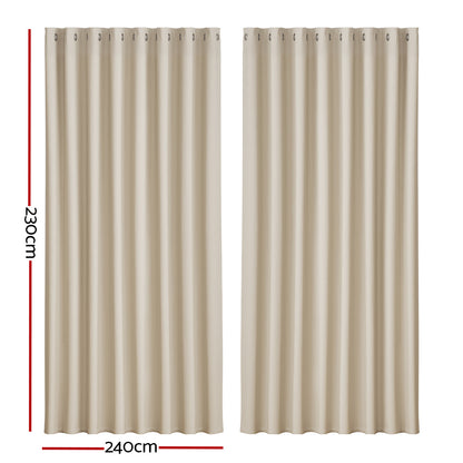 Artiss 2X Blockout Curtains Blackout Window Curtain Eyelet 240x230cm Beige Tristar Online