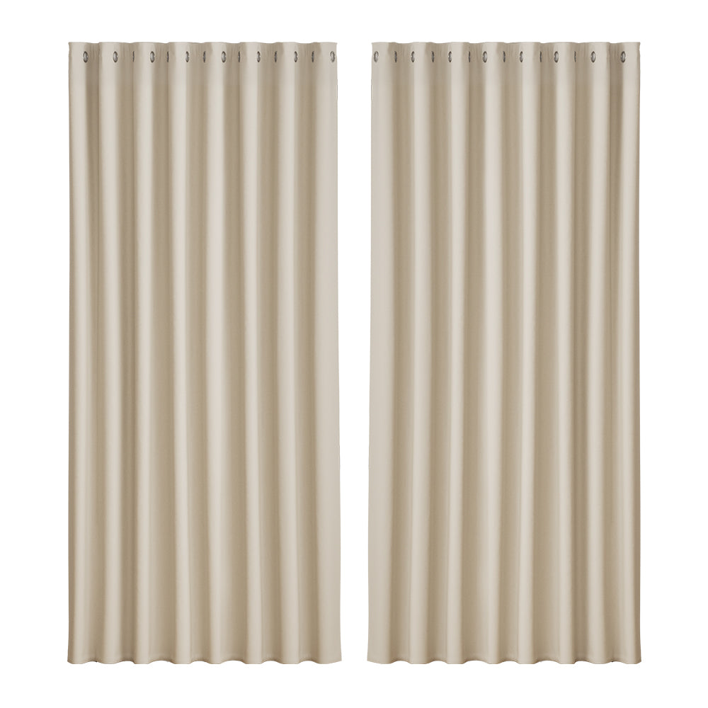 Artiss 2X Blockout Curtains Blackout Window Curtain Eyelet 300x230cm Beige Tristar Online