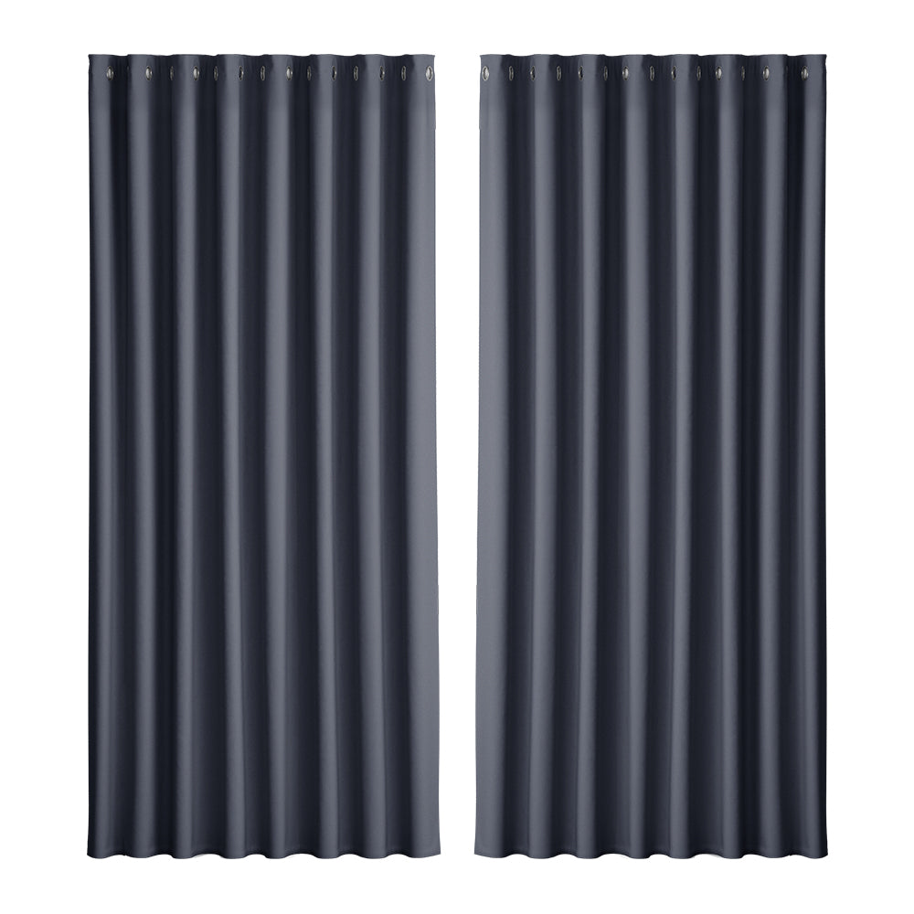 Artiss 2X Blockout Curtains Blackout Window Curtain Eyelet 300x230cm Charcoal Tristar Online