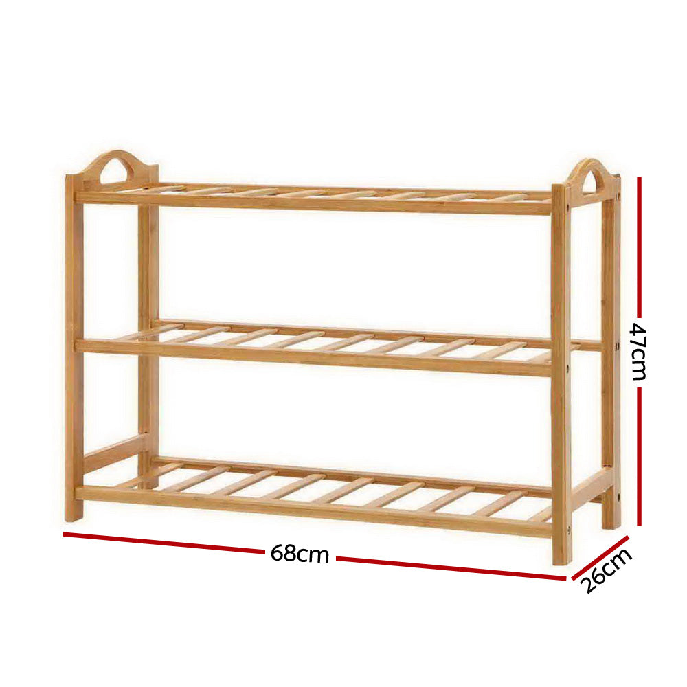 Artiss 3 Tiers Bamboo Shoe Rack Storage Organiser Wooden Shelf Stand Shelves Tristar Online