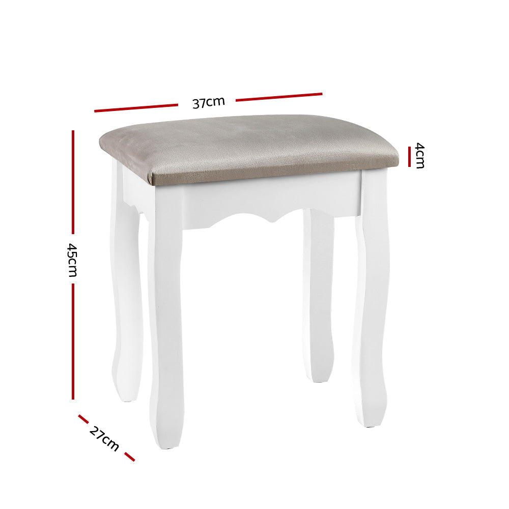 Artiss Dressing Table Stool Makeup Chair Bedroom Vanity Velvet Fabric Grey Tristar Online