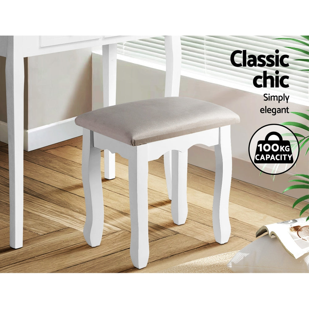 Artiss Dressing Table Stool Makeup Chair Bedroom Vanity Velvet Fabric Grey Tristar Online