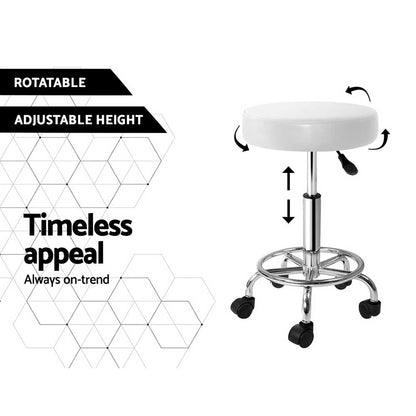Artiss Round Chair Stools Salon Stool White Swivel Beauty Barber Hairdressing Tristar Online