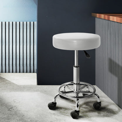 Artiss Round Chair Stools Salon Stool White Swivel Beauty Barber Hairdressing Tristar Online
