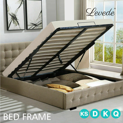 Levede Bed Frame Base With Gas Lift Double Size Platform Fabric Tristar Online