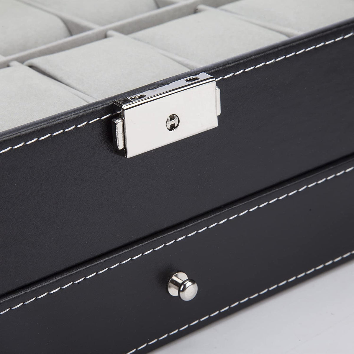 Black Leather Watch Box Jewelry Display Case with Drawers (12 Slots with 2 Layers) Tristar Online