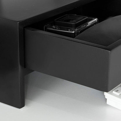 Black Monitor Stand Desk Organizer with 2 Drawers Tristar Online
