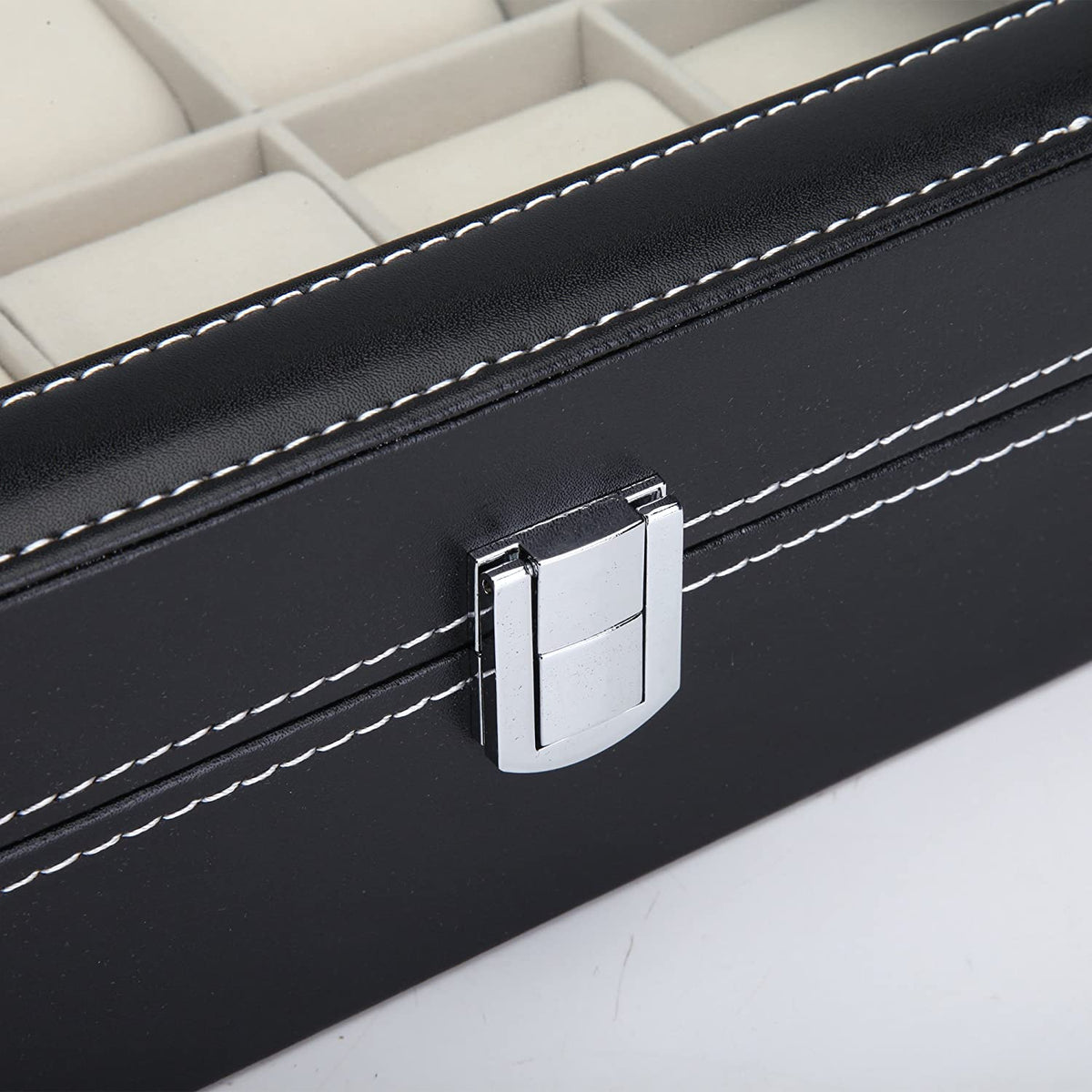 Black PU Leather Watch Organizer Display Storage Box Cases for Men & Women (10 slots) Tristar Online