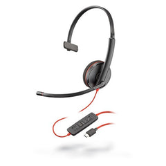 Plantronics - Blackwire 3210 - Wired, Single Ear (Monaural) Headset with Boom Mic - USB-A to Connect to Your PC and/or Mac Plantronics