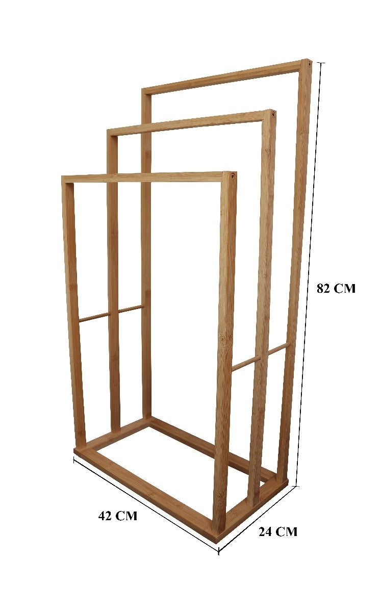 CARLA HOME Bamboo Towel Bar Holder Rack 3-Tier Freestanding for Bathroom and Bedroom Tristar Online
