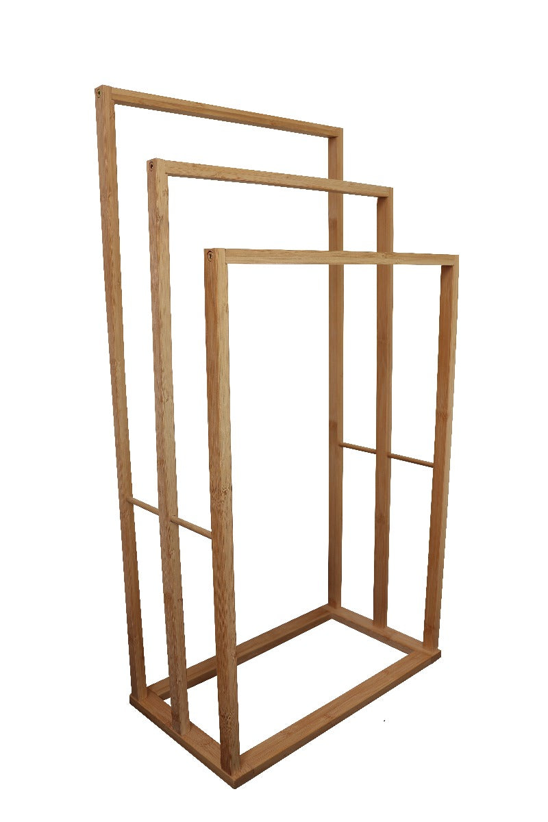 CARLA HOME Bamboo Towel Bar Holder Rack 3-Tier Freestanding for Bathroom and Bedroom Tristar Online