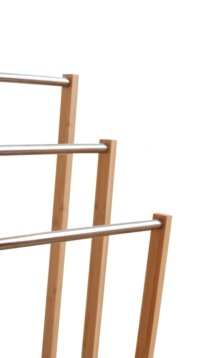 CARLA HOME Bamboo Towel Bar Metal Holder Rack 3-Tier Freestanding for Bathroom and Bedroom Tristar Online
