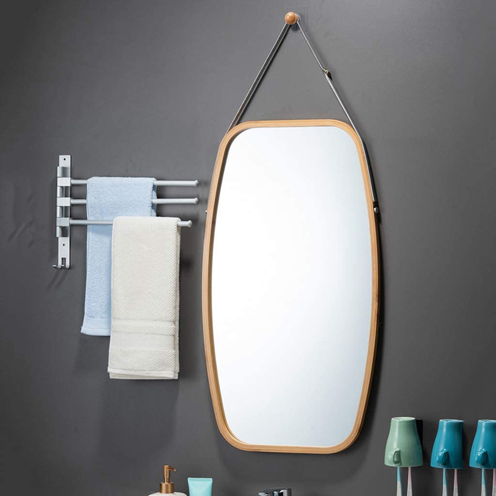 CARLA HOME Hanging Full LengthWall Mirror - Solid Bamboo Frame and Adjustable Leather Strap for Bathroom and Bedroom Tristar Online