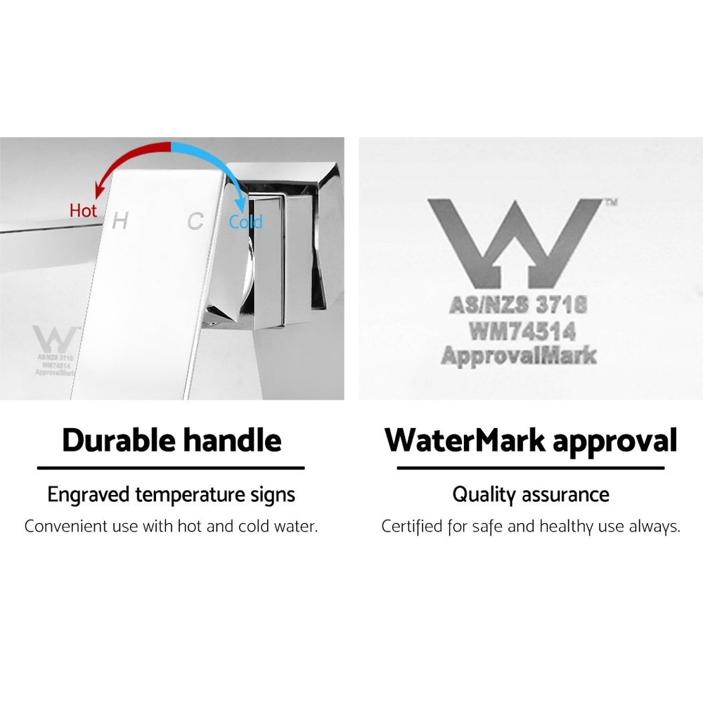 Cefito WELS Bathroom Tap Wall Square Silver Basin Mixer Taps Vanity Brass Faucet Tristar Online
