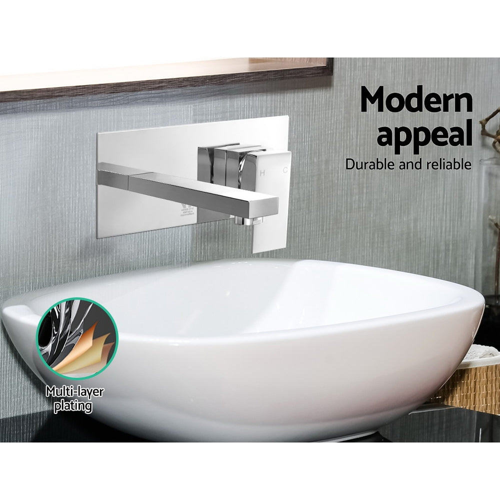 Cefito WELS Bathroom Tap Wall Square Silver Basin Mixer Taps Vanity Brass Faucet Tristar Online