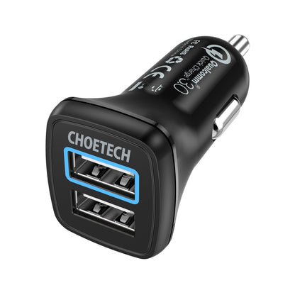 CHOETECH C0051 Quick Charge 3.0 Tech 30W Car Charger Tristar Online