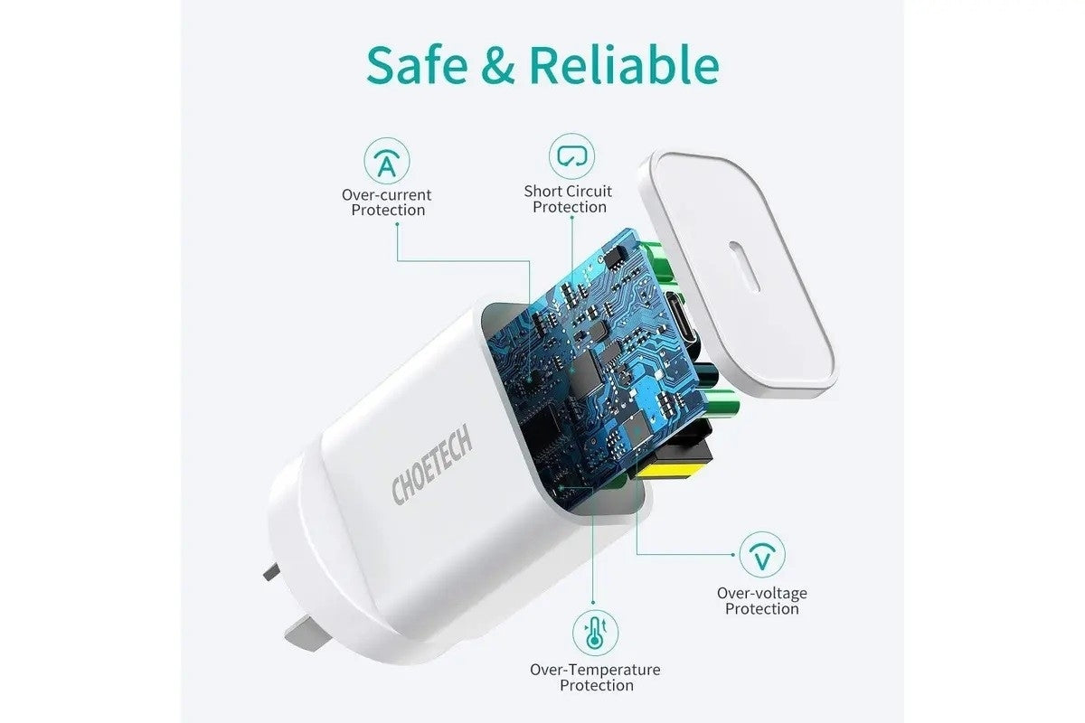 CHOETECH Q5004CL PD20W USB-C iPhone Fast Charger with MFi Certified USB-C Cable Tristar Online