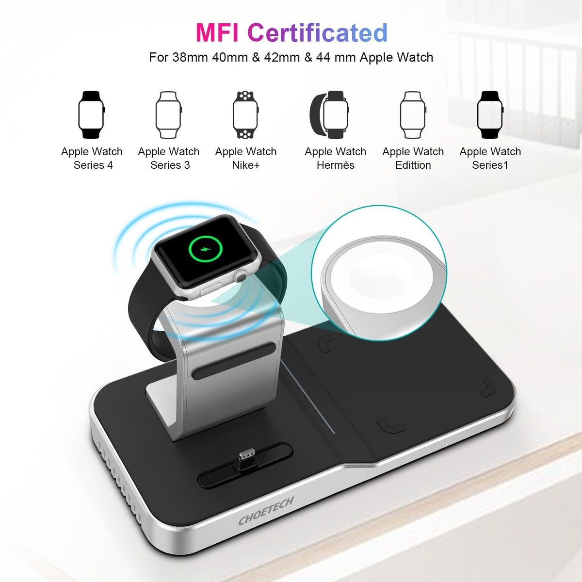 CHOETECH T316 4-in-1 Wireless Charging Station for iPhone/Apple Watch/iPod and all Qi Wireless Cell phones Tristar Online