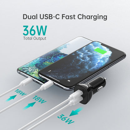 CHOETECH TC0008-BK Dual USB-C 36W Car Charger Adapter Black Tristar Online