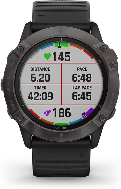 Garmin Fenix 6X Sapphire, Premium Multisport GPS Smartwatch - Carbon Grey With Black Band Garmin