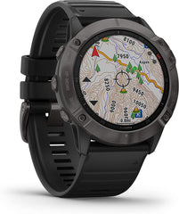 Garmin Fenix 6X Sapphire, Premium Multisport GPS Smartwatch - Carbon Grey With Black Band Garmin