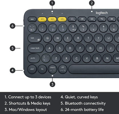 Logitech K380 Multi-Device Bluetooth Keyboard - Dark Grey Logitech