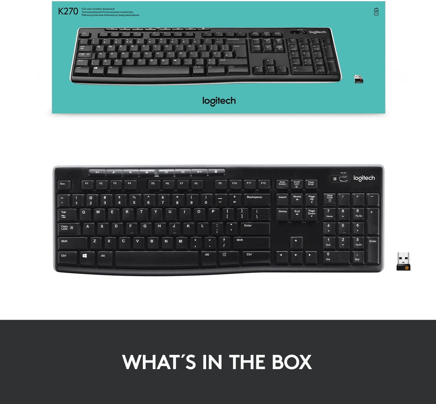 Logitech K270 Full-size Wireless Keyboard (Box Damage) Logitech