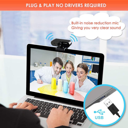QUMOX Webcam with Microphone 1080P HD WC001 Streaming USB Computer Webcam Qumox