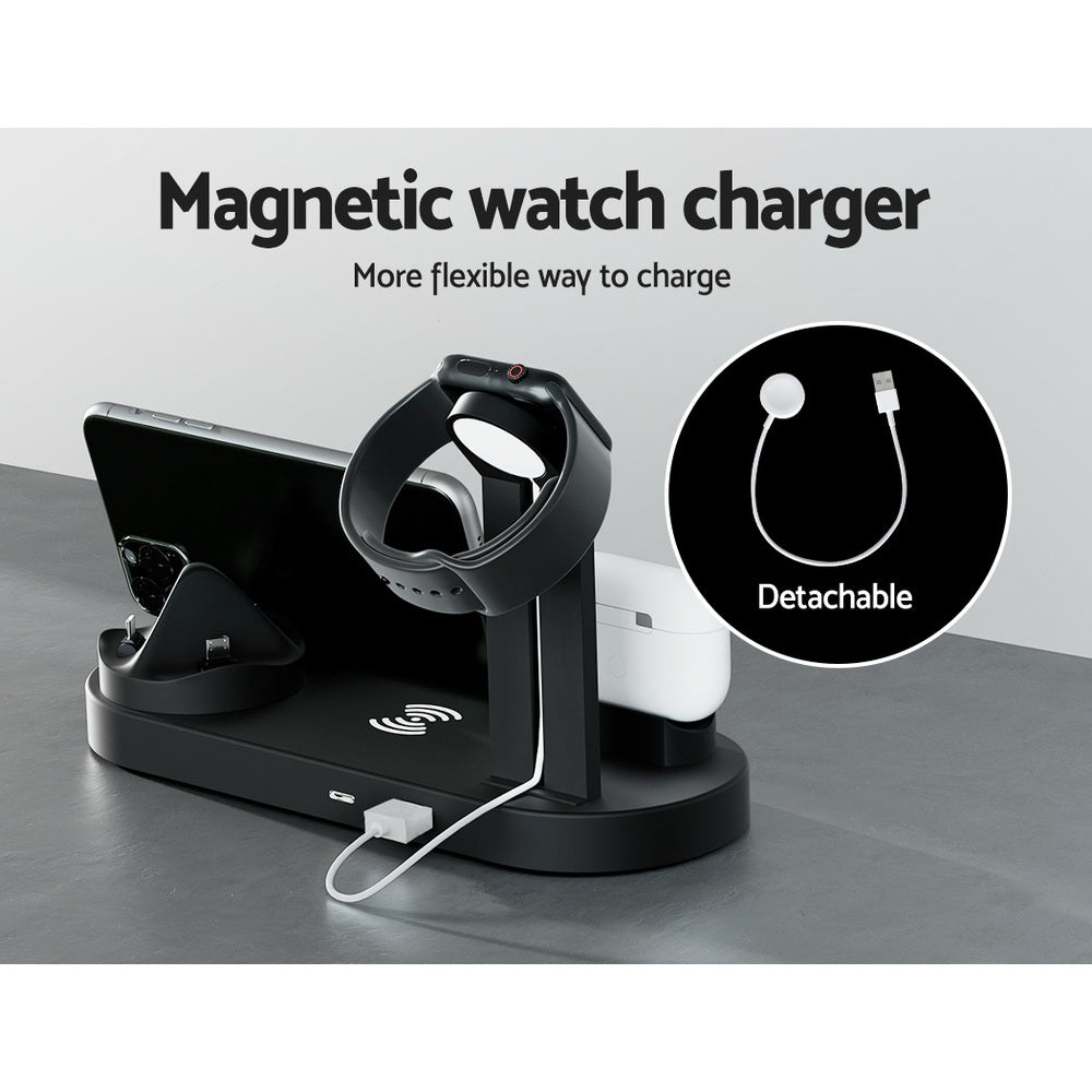 Devanti 4-in-1 Wireless Charger Dock Multi-function Charging Station for Phone Tristar Online