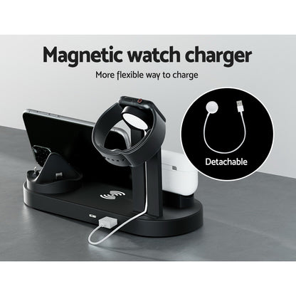 Devanti 4-in-1 Wireless Charger Dock Multi-function Charging Station for Phone Tristar Online