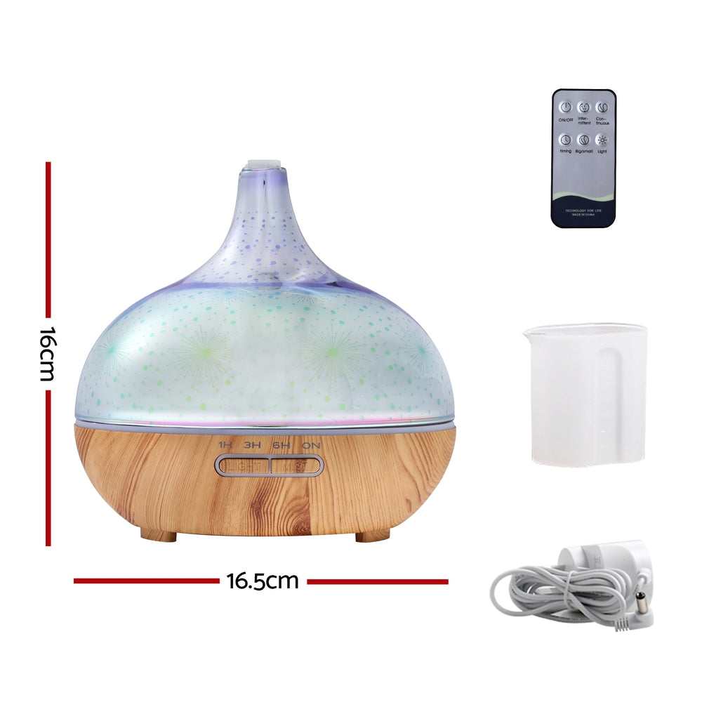 DEVANTI Aroma Aromatherapy Diffuser 3D LED Night Light Firework Air Humidifier Purifier 400ml Remote Control Tristar Online