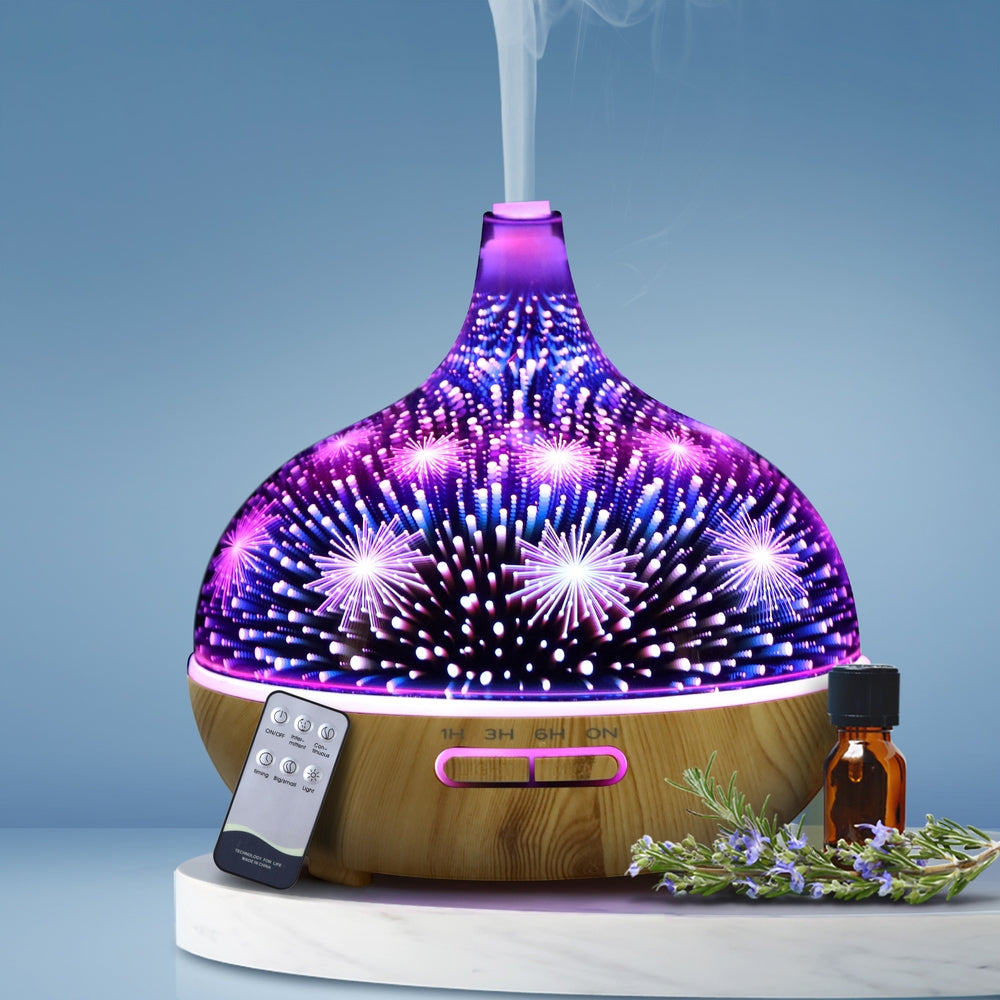 DEVANTI Aroma Aromatherapy Diffuser 3D LED Night Light Firework Air Humidifier Purifier 400ml Remote Control Tristar Online