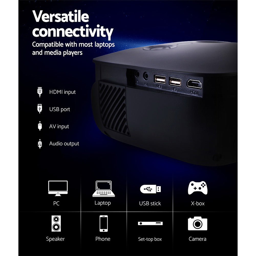 Devanti Mini Video Projector Wifi USB HDMI Portable HD 1080P Home Theatre Tristar Online