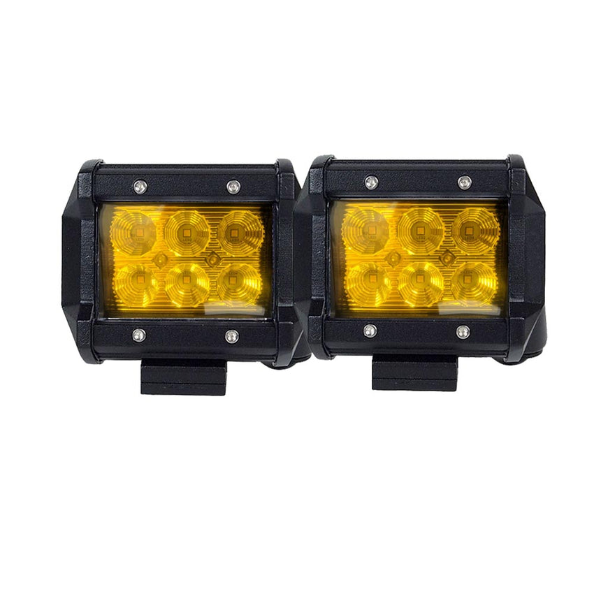 2x 4inch Flood LED Light Bar Offroad Boat Work Driving Fog Lamp Truck Yellow Tristar Online